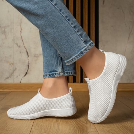 Espadrile sport dama din material textil albe ZEF13057, 2, zeforia.ro