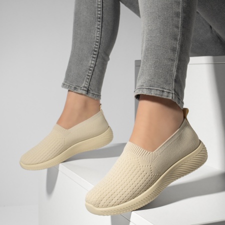 Incaltaminte dama, Espadrile sport dama din material textil bej ZEF13173, zeforia.ro