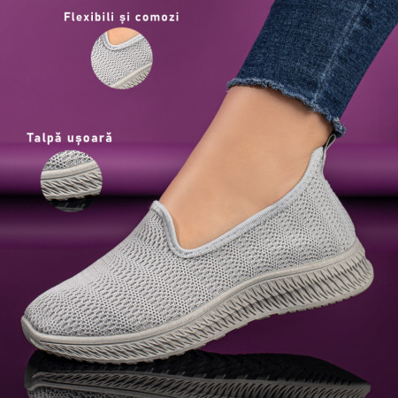 Espadrile sport dama din material textil gri MOD09088, 3, modlet.ro