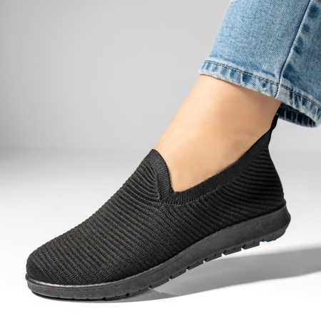 Incaltaminte dama, Espadrile sport dama din material textil negre MOD13053, modlet.ro