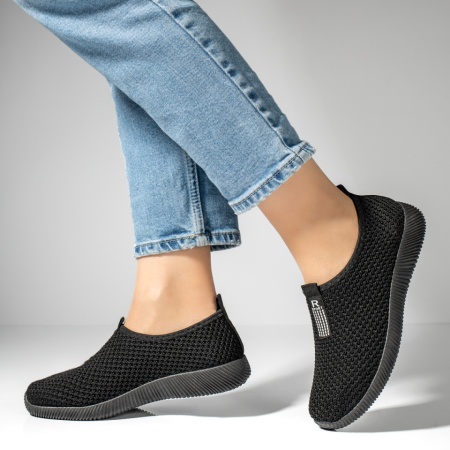 Incaltaminte dama, Espadrile sport dama din material textil negre MOD13057, modlet.ro
