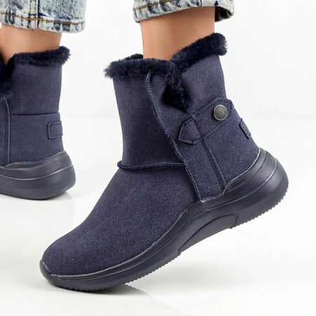 Ghete albastre suede dama cu insertii de material elastic ZEF06673, 3, zeforia.ro