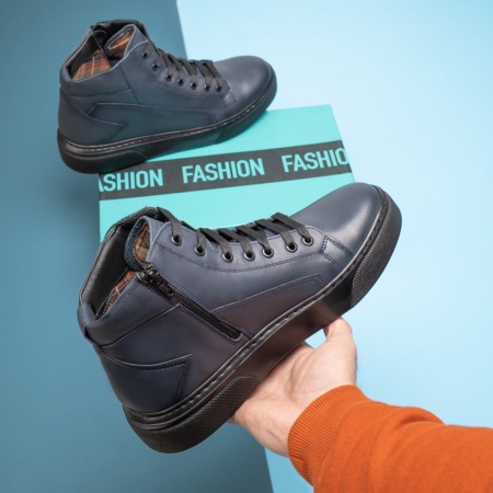 Ghete barbati albastre din Piele Naturala MOD12513, 3, modlet.ro