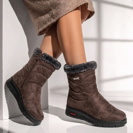 Ghete dama cu fermoar maro suede MARA43, 3, modlet.ro