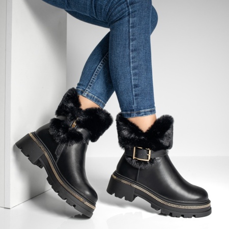 Ghete dama cu fermoar negre MOD12777, 4, modlet.ro