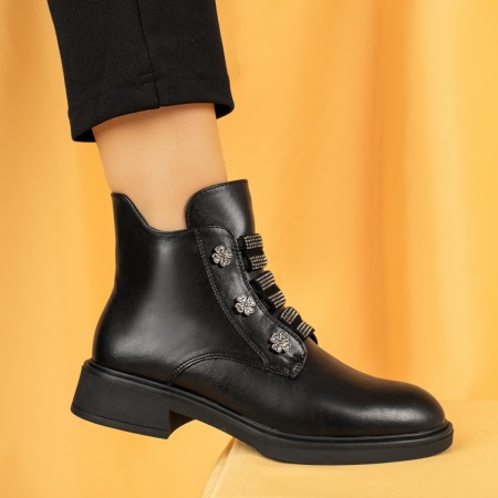 Ghete dama cu fermoar negre MOD14090, 3, modlet.ro