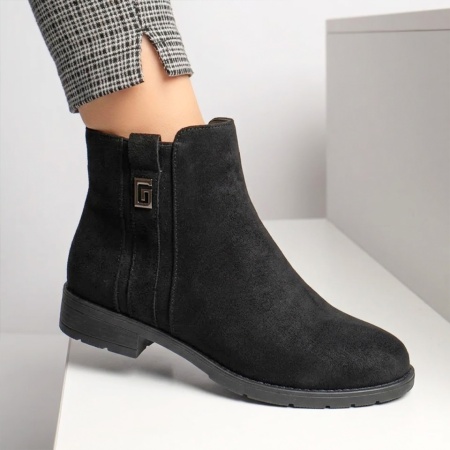 Ghete dama cu fermoar negru suede IRIS50, 2, modlet.ro