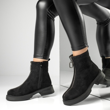 REDUCERI INCALTAMINTE, Ghete dama cu fermoar negru suede MOD06715, modlet.ro