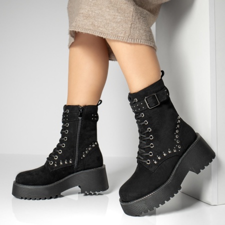 Ghete Dama, Ghete dama cu fermoar negru suede MOD12813, modlet.ro