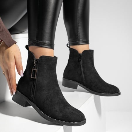 Ghete dama cu fermoar negru suede ZEF12728, 2, zeforia.ro