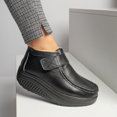 Ghete dama cu platforma negre din Piele naturala MOD06370, 3, modlet.ro