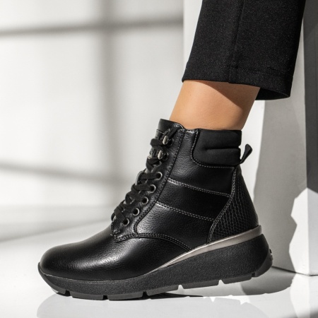 Ghete Dama, Ghete dama cu platforma negre MOD12343, modlet.ro