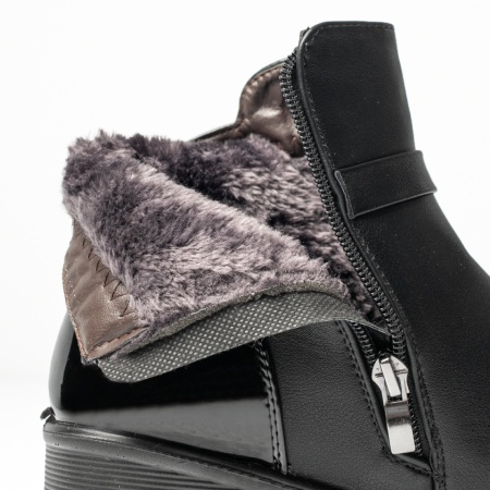 Ghete dama cu platforma si accesoriu decorativ negre GINA27, 2, modlet.ro
