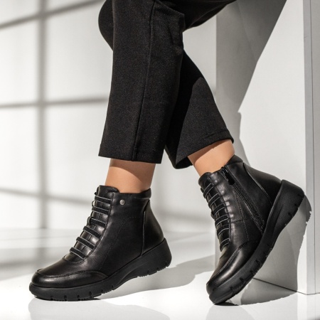 Ghete dama cu siret elastic si fermoar negre MOD14084, 1, modlet.ro