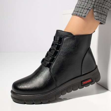 Ghete dama cu siret si fermoar negre MOD10268