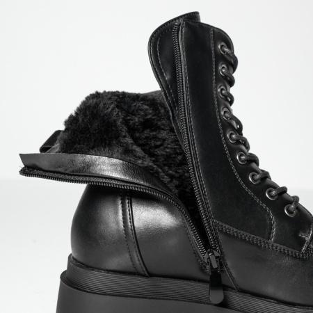 Ghete dama cu siret si talpa groasa negre MOD12842, 2, modlet.ro