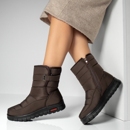 Ghete Dama, Ghete dama din fas cu fermoar maro MOD06551, modlet.ro