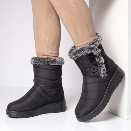 Ghete dama din fas cu talpa groasa negre GINA28, 3, modlet.ro