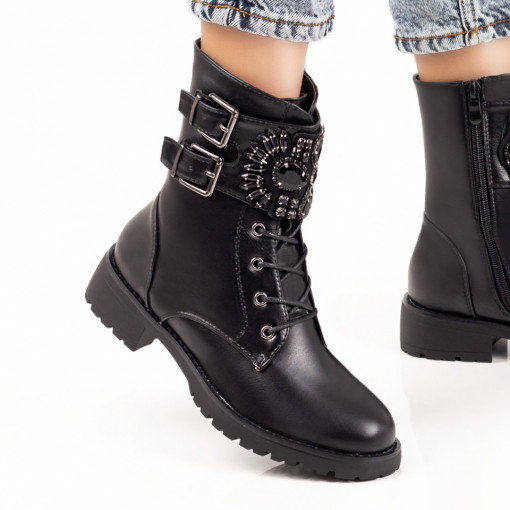 Ghete negre dama cu siret si fermoar MOD07218, 1, modlet.ro