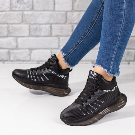 Ghete sport negre cu alb unisex MOD06748, 3, modlet.ro