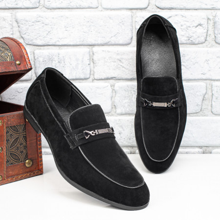 Plateste Jumatate!, Mocasini barbati negri suede MOD09626, modlet.ro