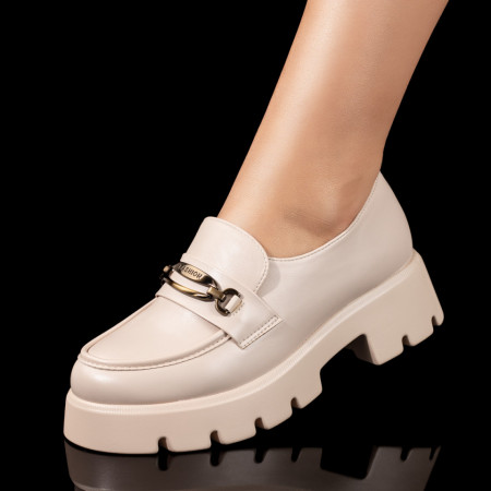 Balerini si Mocasini Dama, Mocasini dama cu talpa groasa bej MOD09811, modlet.ro