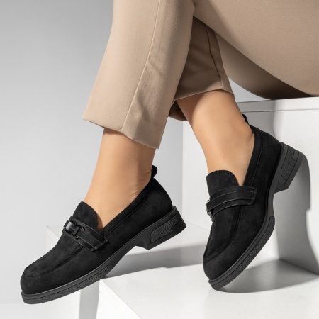 Mocasini dama cu talpa joasa negru suede IRIS16, 2, modlet.ro