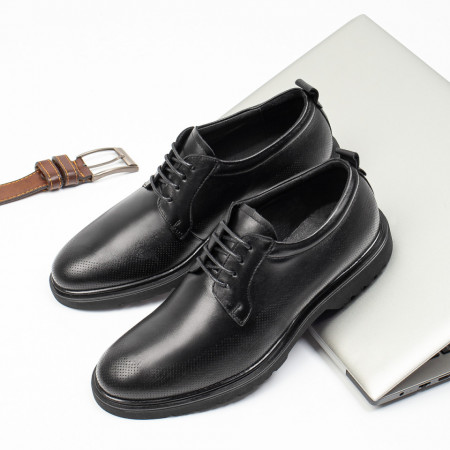 REDUCERI INCALTAMINTE, Pantofi barbati eleganti negri din Piele naturala MOD08773, modlet.ro