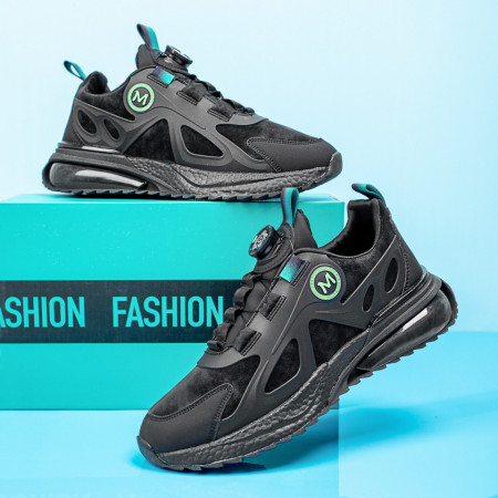 Plateste Jumatate!, Pantofi barbati sport negri cu verde MOD10195, modlet.ro