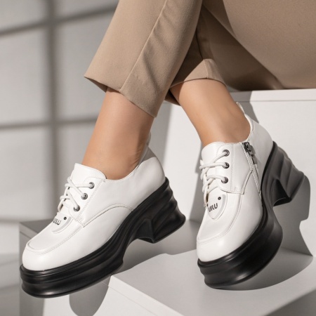Pantofi casual albi cu platforma si fermoar MOD11832, 2, modlet.ro