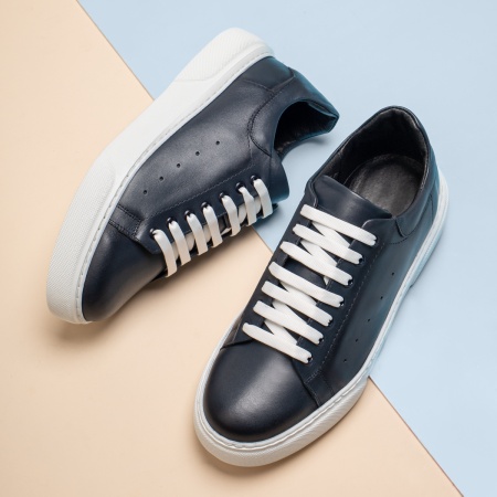 Pantofi casual barbati, albastri din piele naturala NICU1, 4, modlet.ro