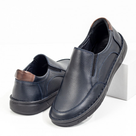 Pantofi casual barbati, Pantofi casual barbati albastri din Piele naturala ZEF08288 - zeforia.ro