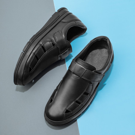 REDUCERI INCALTAMINTE, Pantofi casual barbati cu perforatii negri din Piele naturala MOD11461, modlet.ro