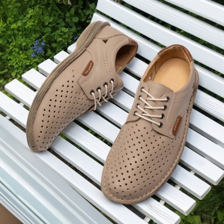 Pantofi barbati, Pantofi casual barbati cu siret bej din Piele naturala MOD13465, modlet.ro