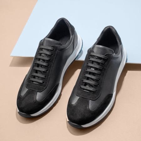 Pantofi casual barbati cu siret negri din Piele naturala MOD13752