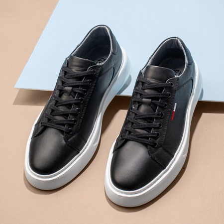Pantofi casual barbati cu siret negri din Piele naturala MOD13774