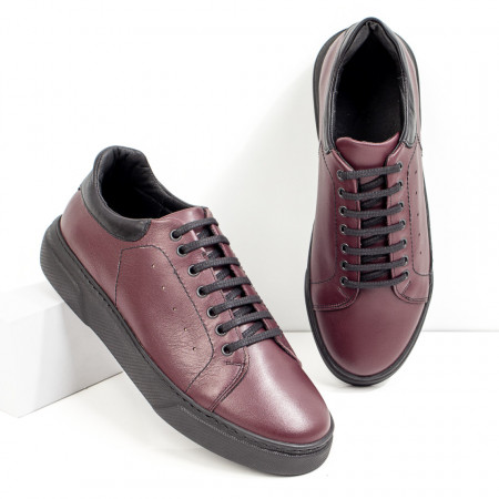 Plateste Jumatate!, Pantofi casual barbati din Piele naturala visinii MOD04115, modlet.ro
