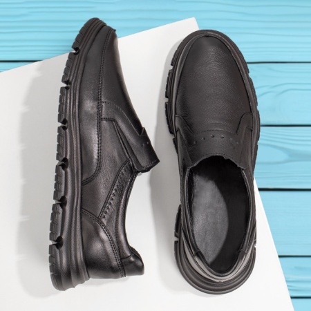 REDUCERI INCALTAMINTE, Pantofi casual barbati negri din Piele naturala MOD12043, modlet.ro