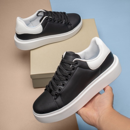 Pantofi casual barbati negru cu alb MOD13944