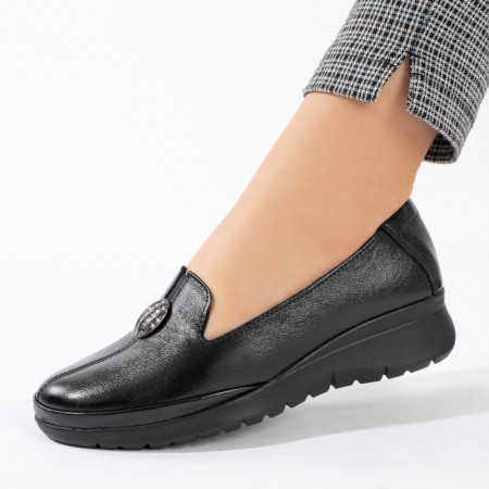 Plateste Jumatate!, Pantofi casual cu platforma negri din Piele naturala MOD11234, modlet.ro