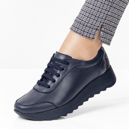 Pantofi casual dama albastri cu siret din Piele naturala ZEF00430, 1, zeforia.ro