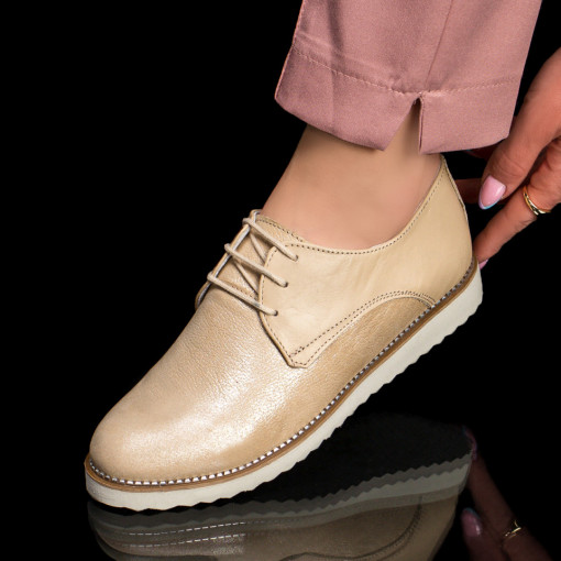 Pantofi casual dama bej cu talpa joasa MOD03667