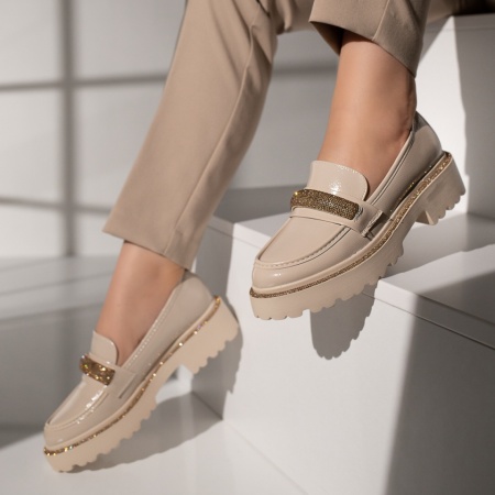 REDUCERI INCALTAMINTE, Pantofi casual dama bej MOD11874, modlet.ro