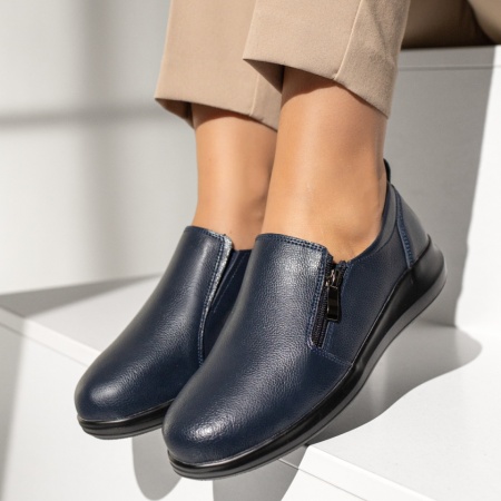 Pantofi casual dama cu fermoar albastru inchis MOD13292
