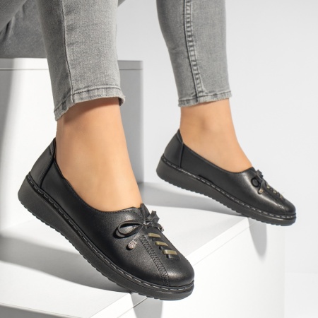 Pantofi casual dama cu fundita negri MOD13160, 3, modlet.ro