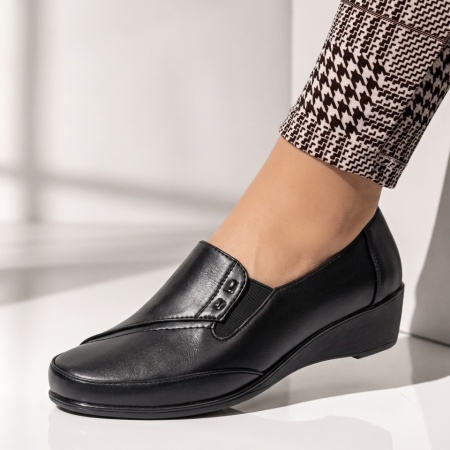 Pantofi casual dama cu material elastic si platforma negri DORA33, 2, modlet.ro