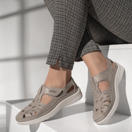Pantofi casual dama cu perforatii gri MOD13068, 2, modlet.ro