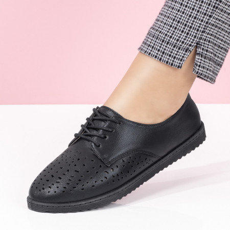 Oferta zilei, Pantofi casual dama cu perforatii negri MOD033882, modlet.ro