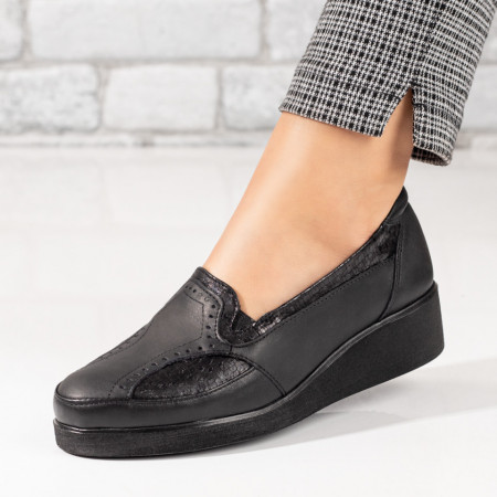 Pantofi casual dama, Pantofi casual dama cu platforma negri din Piele naturala MOD03624, modlet.ro