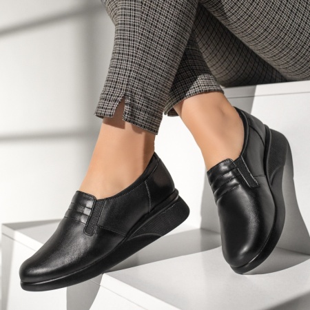 Pantofi casual dama cu platforma negri din Piele naturala MOD11279, 2, modlet.ro
